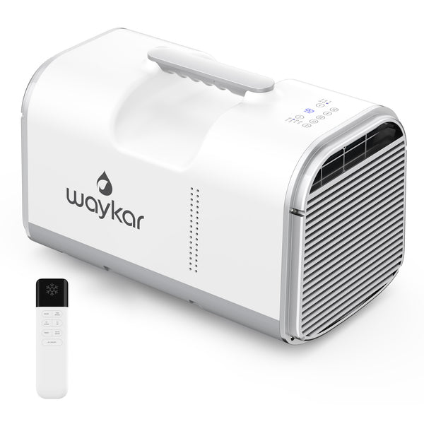 Waykar 4500 BTU portable air conditioner with remote control, cools 130 square feet, suitable for small spaces, camping, RVs, etc.