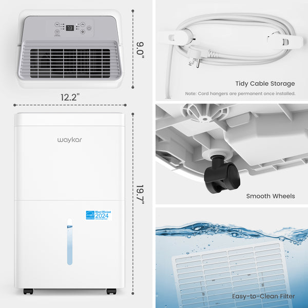 120-Pint Dehumidifier: Energy Star Most Efficient for Home, Basement, and Large Rooms up to 6,000 Sq. Ft. with Drain Hose & Water Tank