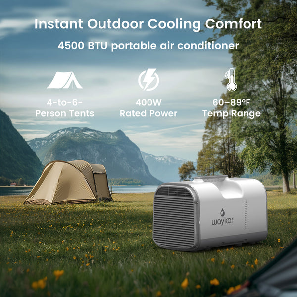 4500 BTU portable air conditioner with remote control, cools 130 square feet, suitable for small spaces, camping, RVs, etc.