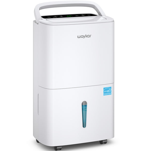 Waykar 150 Pints Large Area Dehumidifier with Pump and Auto Defrost - Covers Up to 7,000 Sq. Ft, with Drain Hose, Self-Drying