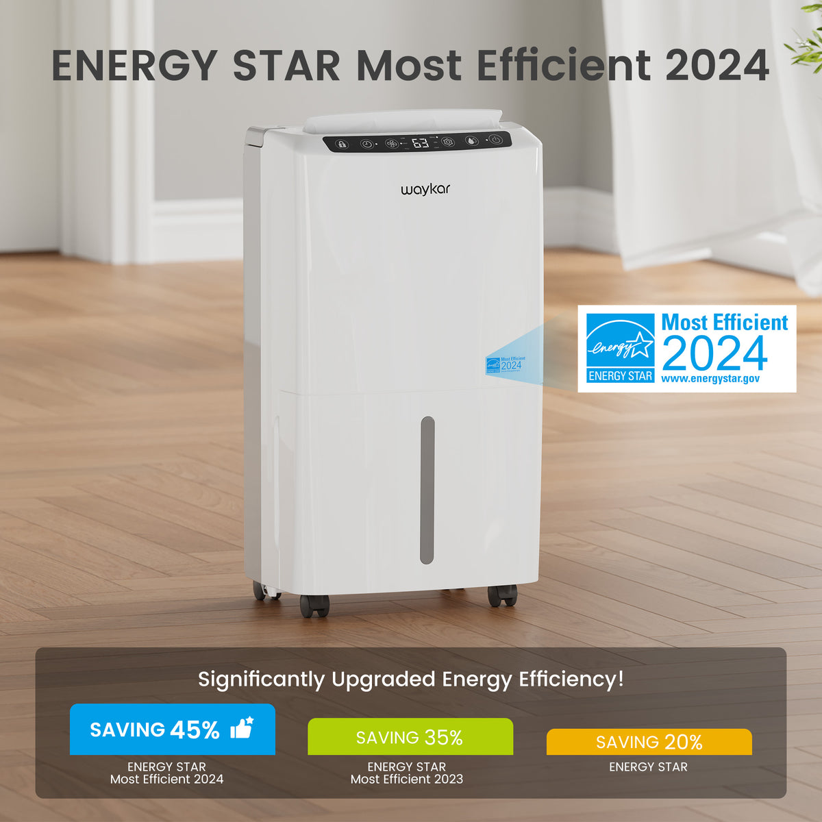 Upgraded 34-Pint Energy Star Most Efficient Dehumidifier for Home & Basement – Quiet 33dB, Auto/Manual Drain, and 0.6 Gal Tank