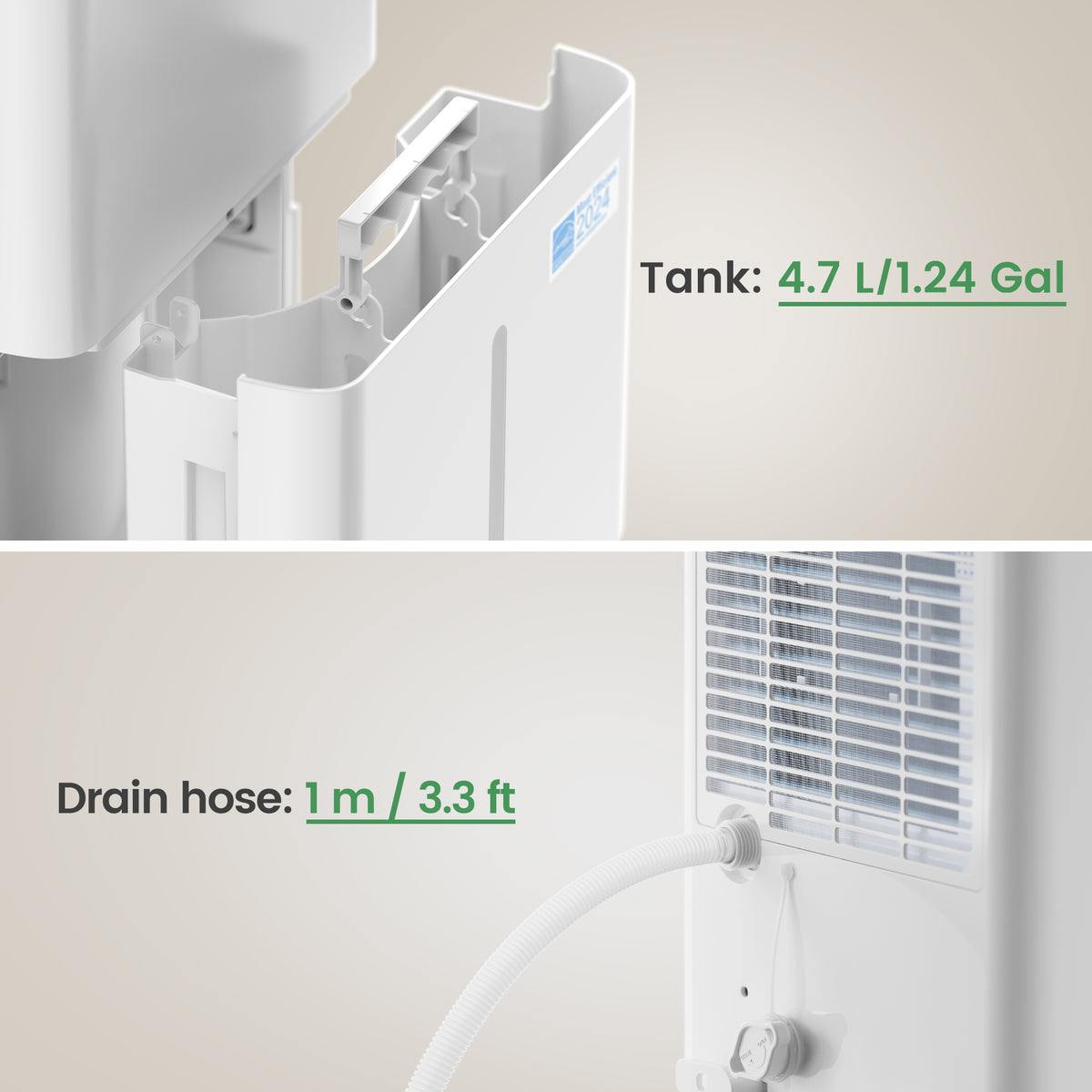 120-Pint Dehumidifier: Energy Star Most Efficient for Home, Basement, and Large Rooms up to 6,000 Sq. Ft. with Drain Hose & Water Tank