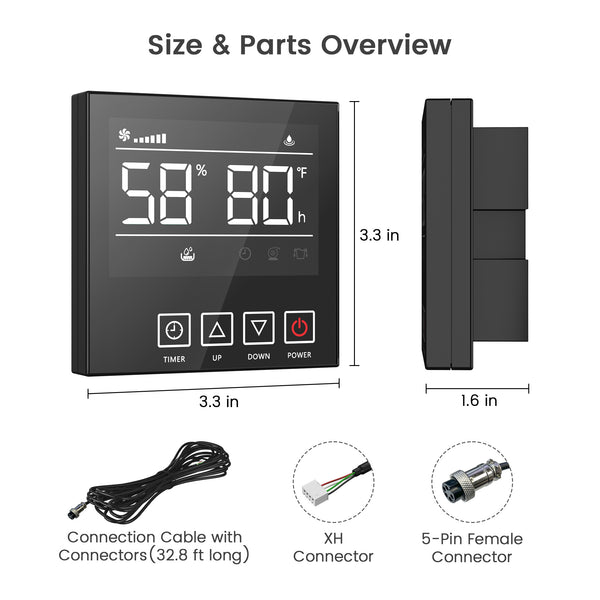 Wired Remote Controller for Waykar CPG130A Commercial Dehumidifier – Effortless Humidity Control with Auto Defrost & 24-Hour Timer