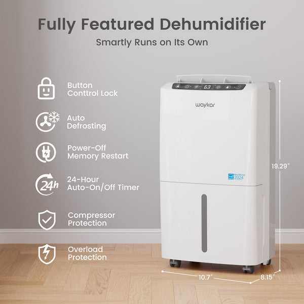 Upgraded 34-Pint Energy Star Most Efficient Dehumidifier for Home & Basement – Quiet 33dB, Auto/Manual Drain, and 0.6 Gal Tank